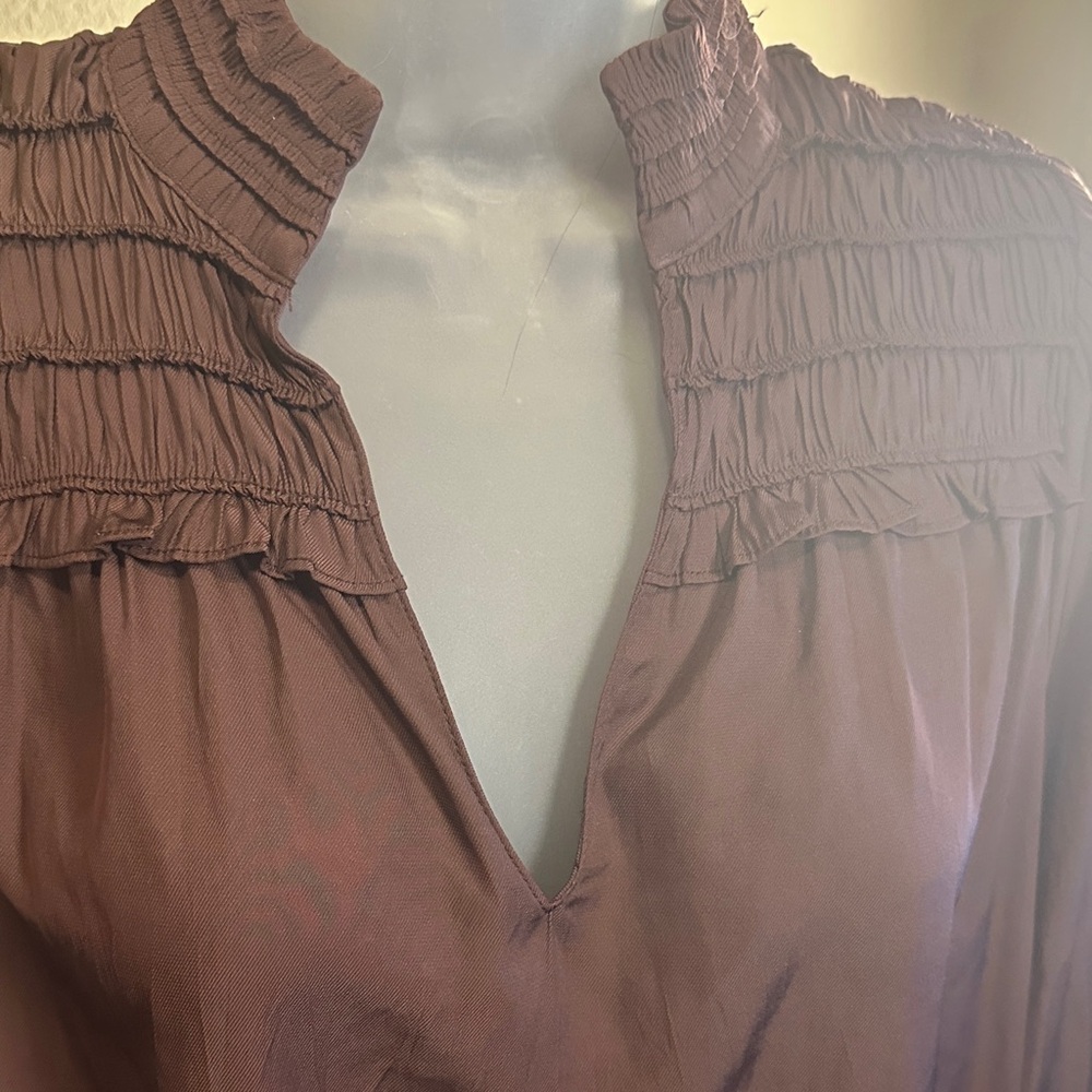 Current Air Deep Brown Gathered Blouse size small box 1 - Picture 5 of 9